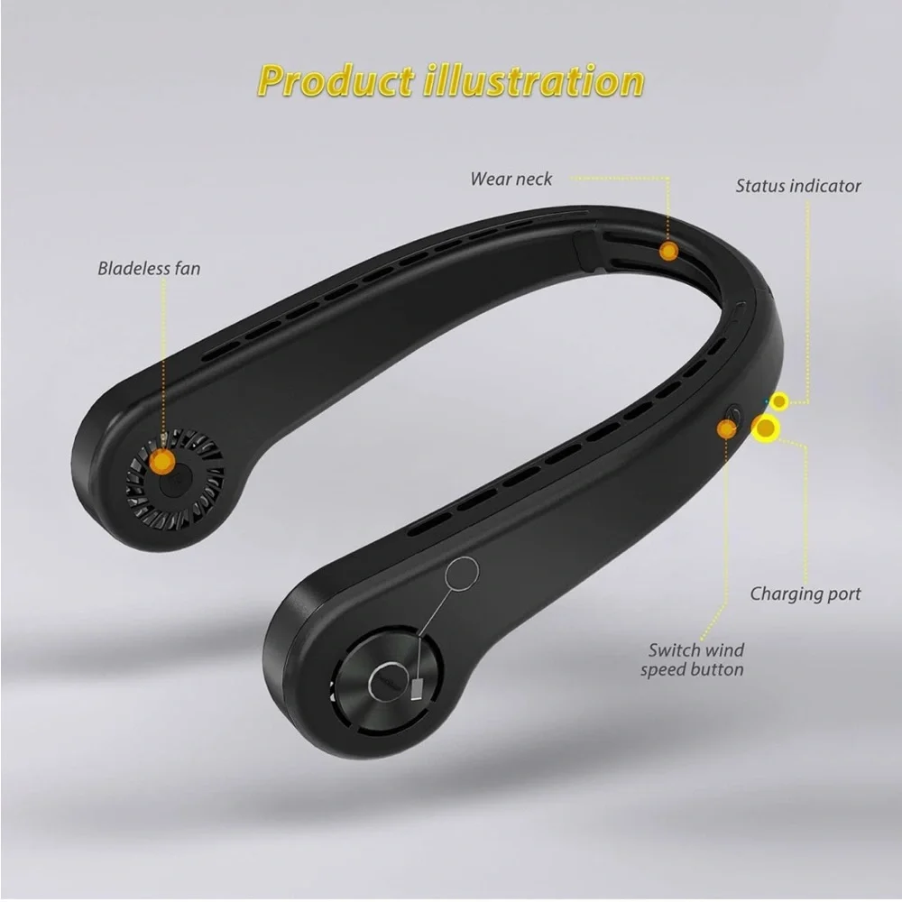 Amazon Black Wearable Fan Charger